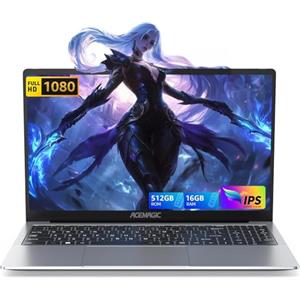 ACEMAGIC 15.6'' PC Portatile 16 GB RAM DDR4 512GB SSD Notebook CPU-intel-N97 Computer(Fino a 3,6Ghz) Laptop, Bluetooth 5.0 Notebook, Tipo-C, HDMI, USB3.2, Espandi a 2TB PC Portatile (Argentato)