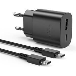 MQWD Caricabatterie Sumsamg 25W,Caricatore USB C Rapido a doppia porta per Sumsamg Galaxy S22/S22 Ultra/S21 Ultra 5G/S21 FE/S20/S10/S9/A13,Caricabatterie Sumsamg Veloce con Tipo C Cavo