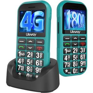 CHAKEYAKE 4G Telefono Cellulare per Anziani con USB Tipo C Ricarica Rapida|1800mAh Batteria, Tasti Grandi,Volume Alto,Funzione SOS,Base di Ricarica, Chiamata Rapida,Torcia, Sveglia, Facile da Usare.Verde