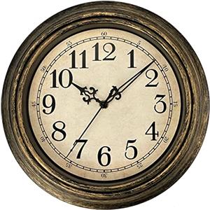 Plumeet Orologio da Parete Retrò, Orologio Silenzioso Classico da 30cm Senza Tick, Adatto per Decorare Soggiorno, Camera da Letto, Ufficio, Alimentazione a Batteria (Numeri arabi)