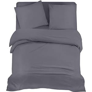Utopia Bedding Set Copripiumino da 4 Pezzi - Copripiumino 240x220cm, Lenzuolo con Angoli 160x20cm, Federe 65x65cm - (Bianco, Matrimoniale)