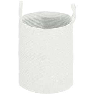 HOMCOM Cesto Portabiancheria da 36L Portatile e Pieghevole con Manici, Cesto Biancheria in Cotone Naturale, Ø38x45 cm, Bianco Crema