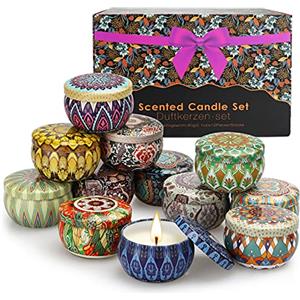 YINUO LIGHT 70g*12 Pezzi Candele Profumate in Latta, Regalo Set per Donna, Confezione Regalo di Compleanno,Regalo di Natale per Donne, Uomini,Madre,Colleghi