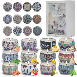 YINUO LIGHT Candele Profumate,Candele Profumate da 12 Set Regalo,Regalo Set per Donna,Set di Candele per Alleviare lo Stress,Cera di Soia Naturale, per Anniversario,Bagno,Yoga,Mariage