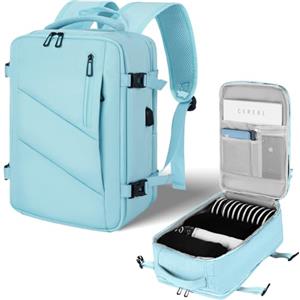 VOESLD Zaino per Ryanair 40x20x25, Zaino da Viaggio Aereo Bagaglio a Mano Azzurro Porta PC Donna Uomo Impermeabile per Tutte le Principali Compagnie Aeree, con Porta USB 20L