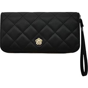 WisePoint Portafoglio Donna, Portafoglio Porta Carte in Pelle PU Porta Carta di Credito di Grande Capacità con Cinturino da Polso, Portafoglio Frizione Lungo per Shopping, Viaggi, Incontri(Nero, L)