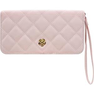 WisePoint Portafoglio Donna, Portafoglio Porta Carte in Pelle PU Porta Carta di Credito di Grande Capacità con Cinturino da Polso, Portafoglio Frizione Lungo per Shopping, Viaggi, Incontri(Rosa, L)