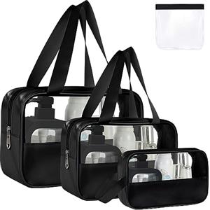 Aucuu Borse Da Toilette Trasparente, 4 Pezzi Beauty Case Trasparente, PVC Trousse da Viaggio Impermeabile, Borsa Cosmetici da Viaggio, Cosmetici Trucco Portatile per Bagno, Piscina, Viaggio, Aereo