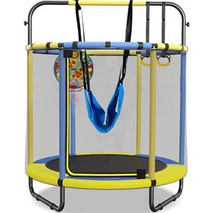CZCPARY CZCPAPY - Trampolino per bambini, adatto per interni ed esterni, con rete di sicurezza, altalena, 1,45 x 1,7 m, peso 50 kg