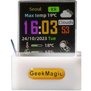 Generic GeekMagic - Mini ologramma 3D a forma di cubo, cornice portafoto elettronica, display flessibile con album fotografico personalizzato, orologio digitale intelligente con stazione meteorologica,
