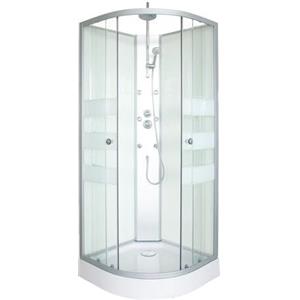ONDÉE - Cabina doccia idromassaggio AMELIA - 1/4 di cerchio - Ugelli rotondi su colonna idromassaggio - Profili in alluminio grigio - Kit di montaggio incluso - Bianco - 90x90x224 cm
