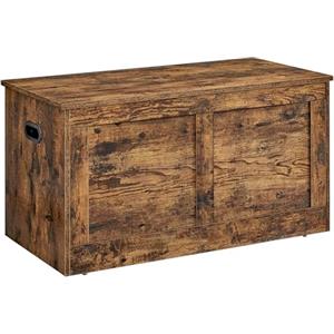 VASAGLE Panca Contenitore, Cassapanca, con 2 Cerniere di Sicurezza, Panca Scarpiera, 40 x 80 x 46,5 cm, per Ingresso Camera da Letto Soggiorno, Marrone Vintage LSB064K01