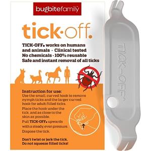 tick-off Tick off Antipulci per Cani, Persone, Gatti e Cavalli | Clinicamente Testato | Brevettato antipulci per Ambienti | Doppio Lato | Impugnatura ergonomica | Confezione da 1 | Bianco