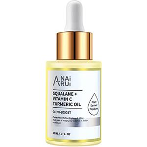 ANAI RUI ANAiRUi Squalene Vitamina C Olio Viso Alla Curcuma Idratante per Miglioramento dell'Elasticità e della Compattezza della Pelle Trattamento Capelli, Cuticole, Mani, Piedi e Labbra Secche, 30ml