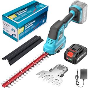 Seesii Tagliasiepi Elettrico, 2 in 1 Tagliasiepi a batteria, incl.1x4000mAh Batteria e Caricabatterie, Lunghezza Lama 30cm & 12cm, Per Tagliare Siepi e Prati