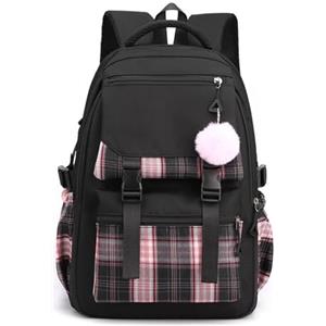 Generic Zaino Scolastico per le Ragazze Dei Ragazzi Boys Schoolbag Del Liceo Zaini per Bambini a Quadri Primari Borsa per la Scuola Elementare per Ragazze Adolescenti (nero)