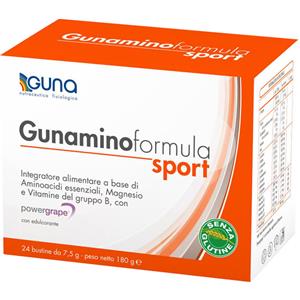 GUNA Gunamino Formula Sport - Integratore con 8 Aminoacidi Essenziali, Magnesio e Vitamine B, 42 Bustine