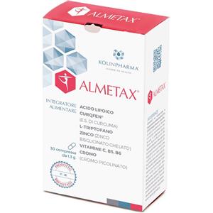 Kolinpharma Almetax - Integratore alimentare con Curcuma, Triptofano, Acido Alfa-Lipoico, Vitamine B5, B6 e C, Cromo Picolinato e Zinco - 30 Compresse