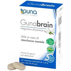 GUNA SpA Gunabrain - Integratore Alimentare con Ginseng Indiano, Biancospino e Antiossidanti - 30 Compresse