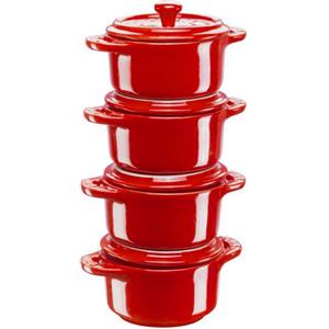 Staub Set 4 Mini Cocotte in Ceramica Rosso
