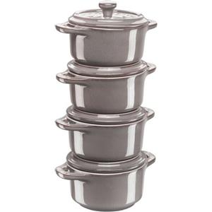 Staub Set 4 Mini Cocotte in Ceramica Grigio