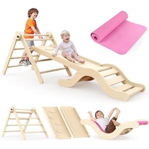 Puecrof - Set da gioco indoor 7 in 1 con scivolo, arco e tappetino per bambini (1-3 anni)