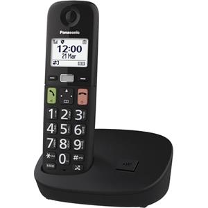 Panasonic KX-TGU110EXB - Telefono digitale senza fili con segreteria telefonica, unità base e 1 combinato, schermo LCD, tasti grandi, chiamata preferita, compatibile con apparecchi acustici, nero
