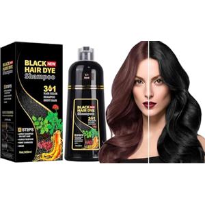 Gemtoy Shampoo Colorante Donna Uomo, 500 ml Shampoo Capelli Colorati Istantaneo, Hair Dye Shampoo 3 in 1, Shampoo per Capelli Bianchi, Shampoo Capelli Colorati Tintura Capelli (Nero)