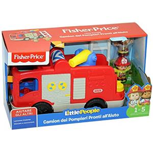 Fisher-Price Little People Camion dei Pompieri - Playset Interattivo con Luci, Suoni, Due Personaggi e Scala