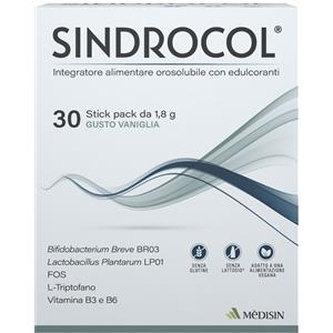 MEDISIN Srl SINDROCOL - Integratore Orosolubile con Probiotici, FOS, L-Triptofano, Vitamina B3 e B6 - 30 Stick Pack da 1,8 g