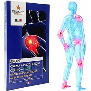 Esercito Benessere Crema Articolazioni Ozono e Cloro, Crema Dolori Muscolari e articolazioni con Arnica gel Forte, Crema piedi Antidolorifico Antinfiammatorio Prodotto Italiano 80ml (Articolazioni)