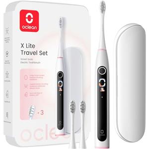 Oclean X Lite Spazzolino elettrico, Spazzolino elettrico intelligente, 5 Modalità, 72000 movimenti al minuto, Spazzolatura supplementari, Durata 40 giorni, Promemoria batteria scarica, IPX7, Grigio