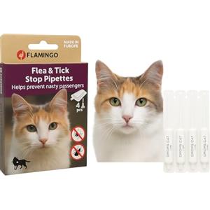 Flamingo Anti-PARASSITI Batali PULCE & Zecca Stop Pipette Gatto 4x1,5ML