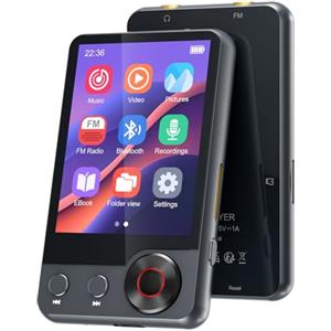 Oilsky Lettore MP3 da 128 GB con Bluetooth 5.3, Lettore Musicale Portatile Touchscreen 2,4 con altoparlante, Lettore MP3 con Radio FM, Registrazione Vocale, Auricolare