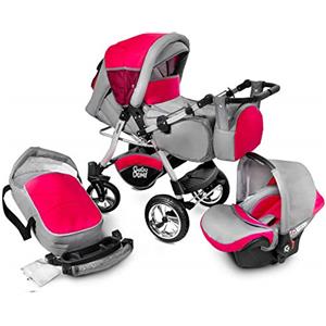 GaGa Dumi GagaDumi Urbano Passeggino TRIO Baby Carrozzina 3in1 Seggioliono OVETTO AUTO,Fatto nell'Unione Europea (U11-Red zone)