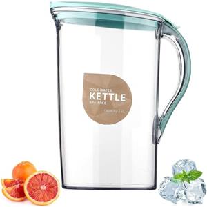 FEADBYT Caraffa con Coperchio, Brocca D'acqua Porta Frigorifero con Coperchio, Caraffa in Plastica, Bollitore Condiviso Caldo e Freddo, Adatto per Latte, Tè, Blu