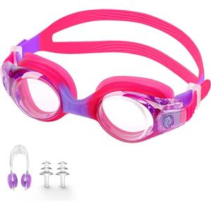 JATEKA Occhialini Nuoto Bambini Unisex Anti-Appannamento Occhiali per Bambina & Ragazzino, Onte nasale Anti-Appannamento, Anti UV, Mirror Lenti HD, Occhialini da Mare/Piscina 4-14