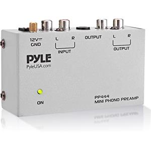 Pyle Amplificatore Audio, Preamplificatore Phono Mini per Giradischi con Ingressi e Uscite RCA, Basso Rumore, Alimentazione 12V DC, Grigio