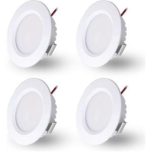 DYKUWEY Faretti Led da Incasso per Cartongesso,4 Pezzi, 3W Faretti Led Soffitto, IP44 AC 220-230V Faretto LED Interno Alluminio Ultrasottili 15mm Per Luci Cucina Bagno Camper (Bianco,Bianco Freddo 6000k)
