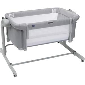 Chicco Next2Me Magic Evo, Culla Neonato Fianco Letto, con Modalità Dondolo, Inclinabile, Spondina Apribile, Altezza Regolabile, 4 Ruote, Materasso e Borsa da Viaggio Inclusi, Grigio Chiaro