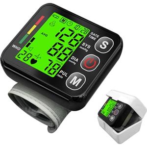 Electri-HQ Misuratore di pressione da polso,Misuratore Pressione LCD Digitale ，Automatico di Pressione Sanguigna del Polso del Monitor di Battimento di Cuore Frequenza del Braccio Meter Pulsometro (nero)