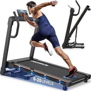 Decorcn Tapis roulant per casa, motore da 4,5 CV, tapis roulant pieghevole, 20 livelli di inclinazione, da 1 km/h a 16 km/h, tapis roulant elettrico con Bluetooth e altoparlanti, indicatore LED,