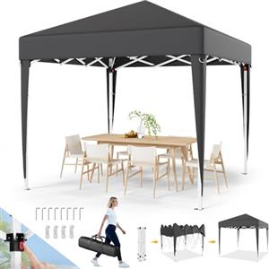 Devoko Gazebo,Gazebo 2x2 Pieghevole Impermeabile,3 Pieghevole Altezza Regolabile,Gazebo Pieghevole,Protezione UV 50 +,Gazebo da Giardino con Borsa di Trasporto,Gazebo Esterno Resistente,Grigio
