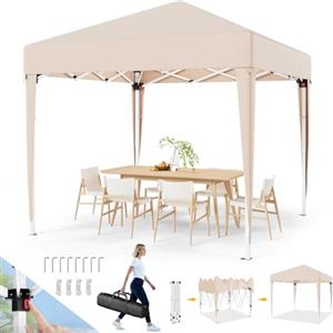 Devoko Gazebo,Gazebo 2x2 Pieghevole Impermeabile,3 Pieghevole Altezza Regolabile,Gazebo Pieghevole,Protezione UV 50 +,Gazebo da Giardino con Borsa di Trasporto,Gazebo Esterno Resistente,Beige