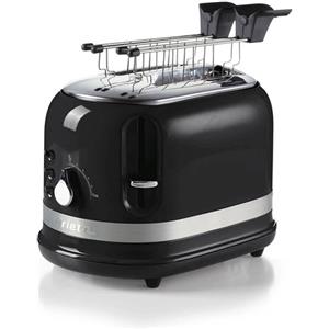 Ariete 149 Tostapane Moderna nero con pinze per 2 fette di pane, sandwich o toast 6 livelli di doratura Scongelamento Linea Moderna Nero