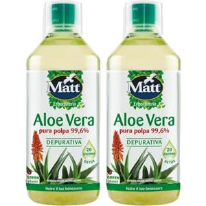 Matt, Aloe Vera Pura, Aloe Vera da Bere, Succo Depurativo con Polpa, Azione Depurativa e Lenitiva, Favorisce il Benessere del Sistema Digerente, Integratore Alimentare Senza Glutine, 1 L