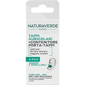 Naturaverde | Pharma - Tappi Auricolari, Tappi Orecchie Antirumore per Dormire, Tappi per Orecchie Antirumore, Tappi Orecchie per Dormire, Tappi Orecchie Piscina, Contenitore Porta-Tappi, 4 Paia