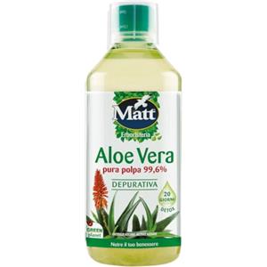 Matt, Aloe Vera Pura, Aloe Vera da Bere, Succo Depurativo con Polpa, Azione Depurativa e Lenitiva, Favorisce il Benessere del Sistema Digerente, Integratore Alimentare Senza Glutine, 1 L