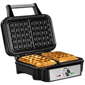 ZEEGMA GOFREE CHEF Macchina per Waffel Potenza Elevata 1200 W Per Waffel belgi, Doppio Rivestimento Antiaderente, Regolazione Temperatura, Spia Pronto all'Uso, Waffel Spessi Piastre profonde