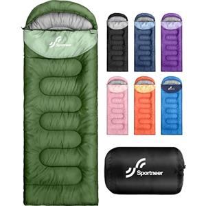 Sportneer Sacco a Pelo, Sportneer 220×80cm Sacchi a Pelo 3-4 Stagioni Campeggio Singola Leggero Impermeabile Portatile per Adulti Adolescenti Bambini Campeggio Alpinismo Trekking Viaggi Escursionismo